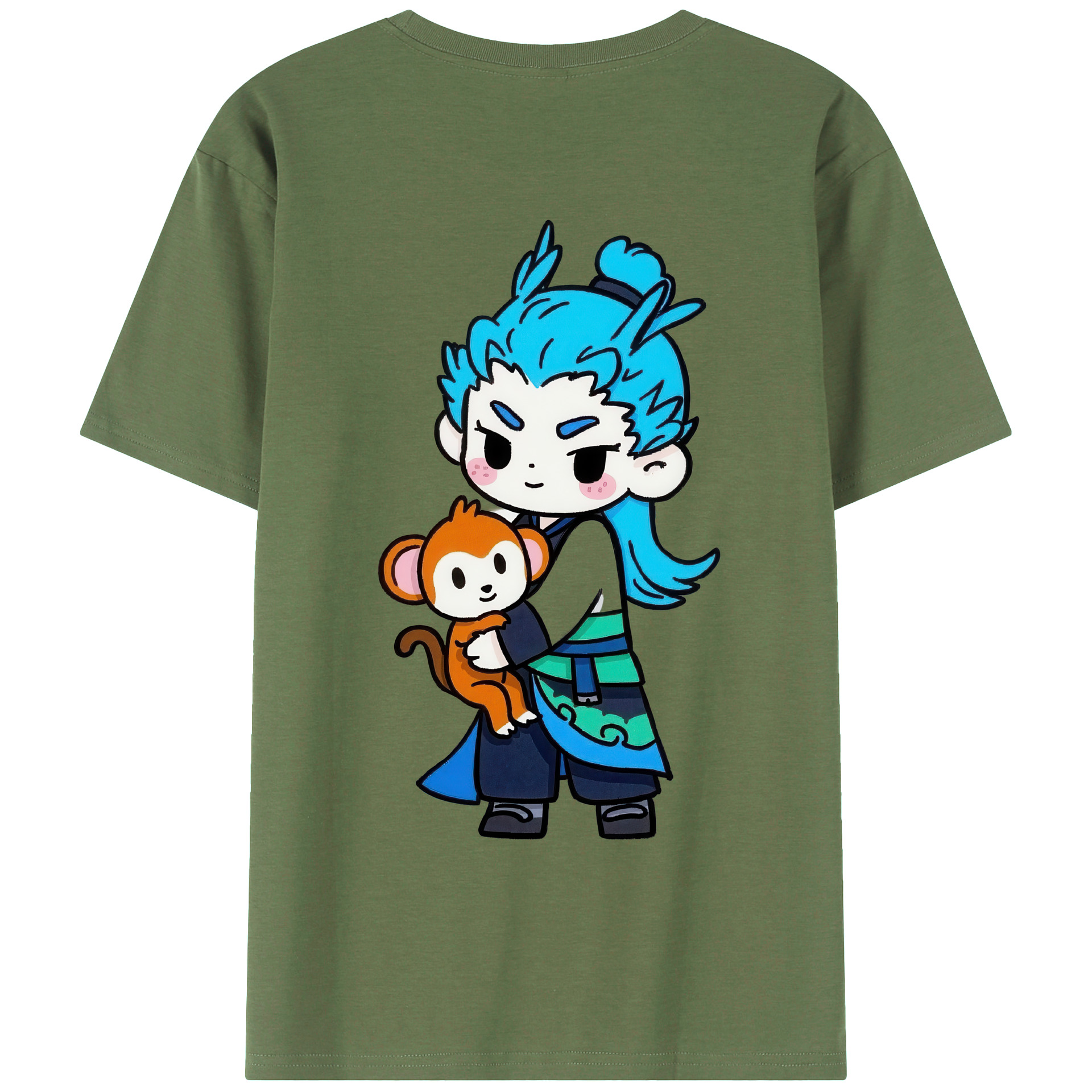 （画像用） Ne Zha 2 ナタ 魔童の大暴れ 綿100％ メンズ半袖Tシャツ（バックプリント） 通気性